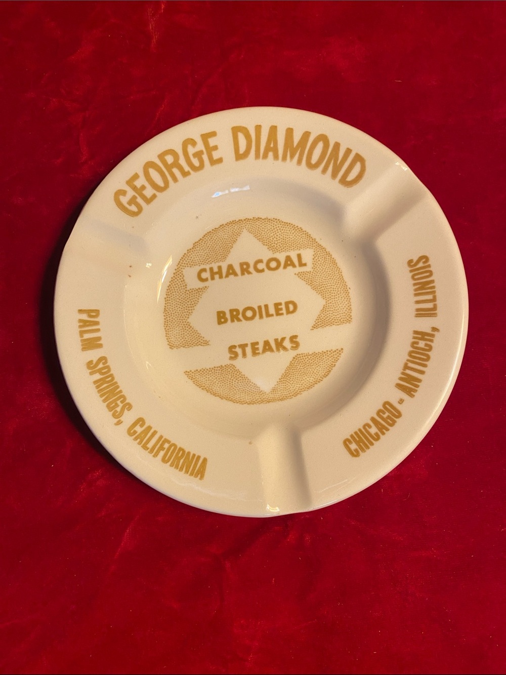 George Diamond Steakhouse Royal China Ashtray Vintage Palm Springs Chicago